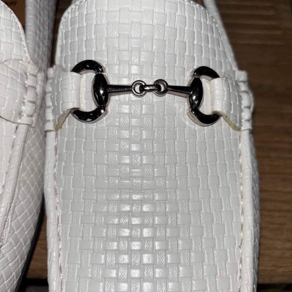 Faranzi White Sheldon Silver Buckle Slip on 10 Driver's Men Loafer/Shoe F420297K - Picture 4 of 16